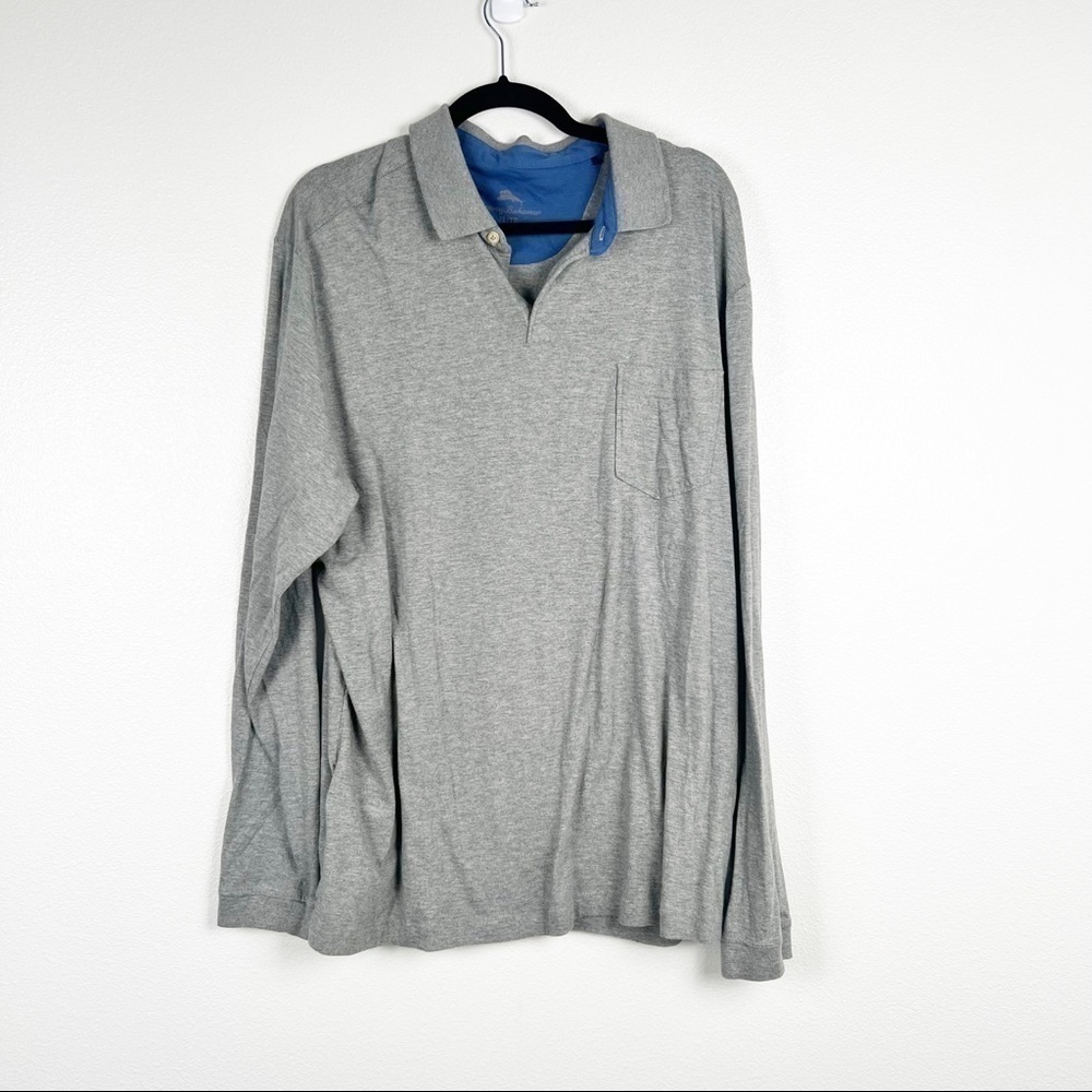 Tommy‎ Bahama Long Sleeve Polo Gray Sz XL